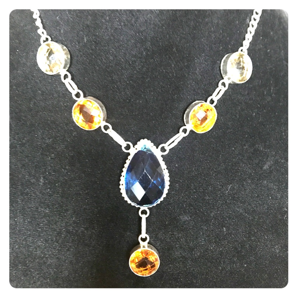Quatz, Citrine, Iolite Necklace .925
